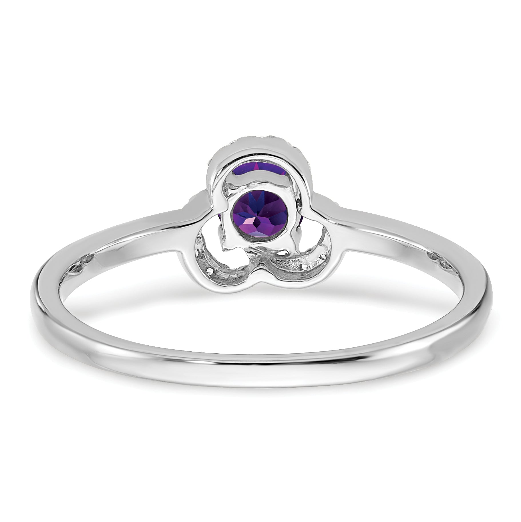 10k White Gold Amethyst and Diamond Ring