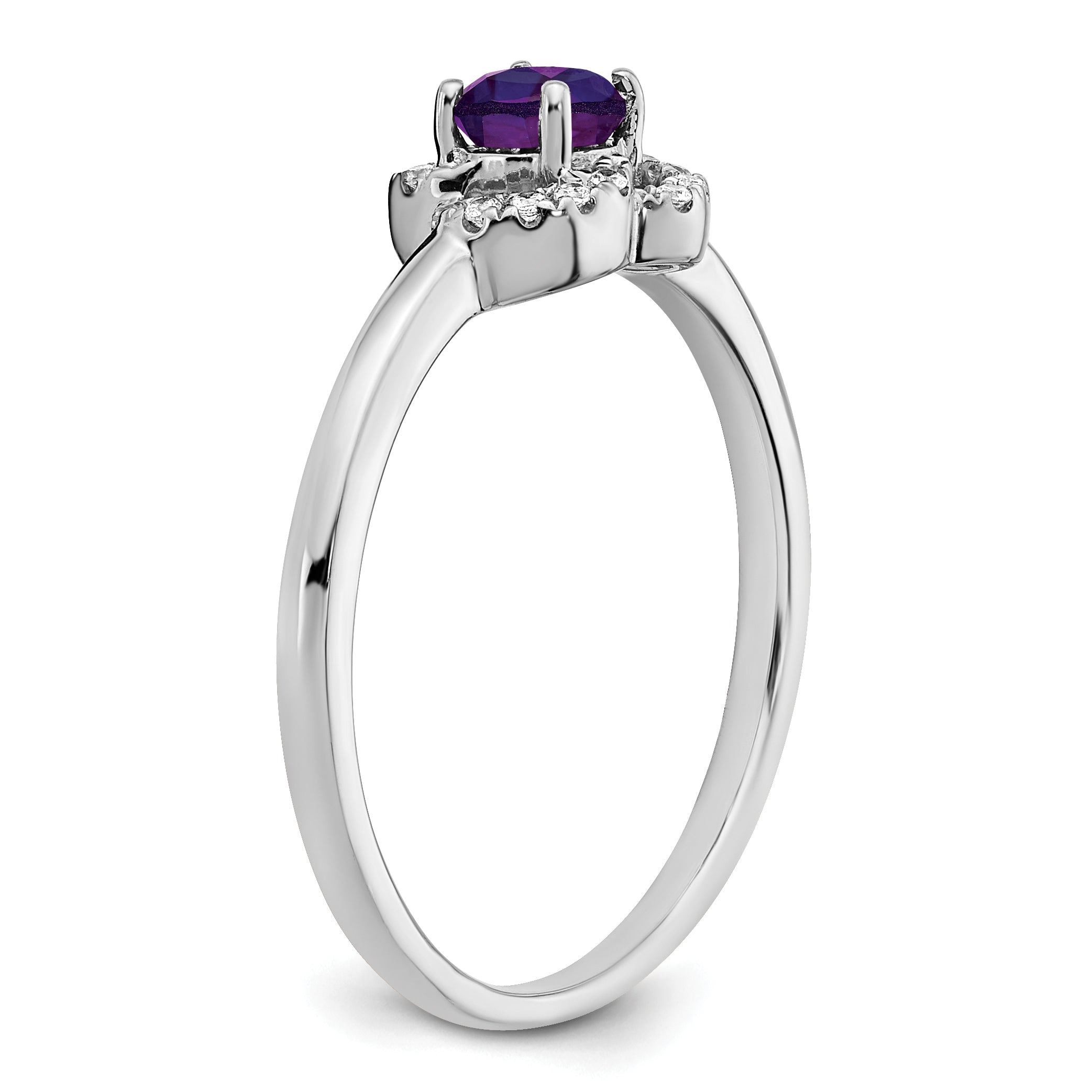 10k White Gold Amethyst and Diamond Ring