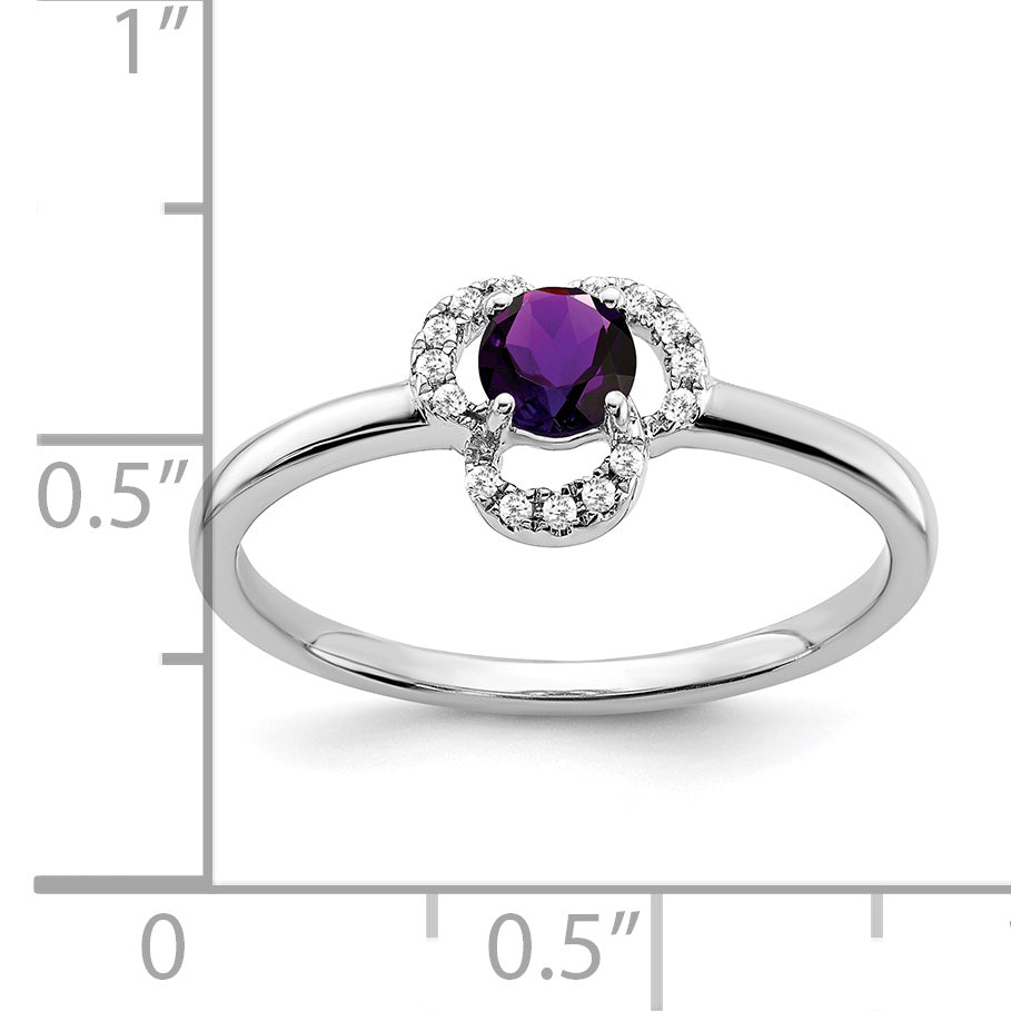 10k White Gold Amethyst and Diamond Ring