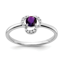 10k White Gold Amethyst and Diamond Ring