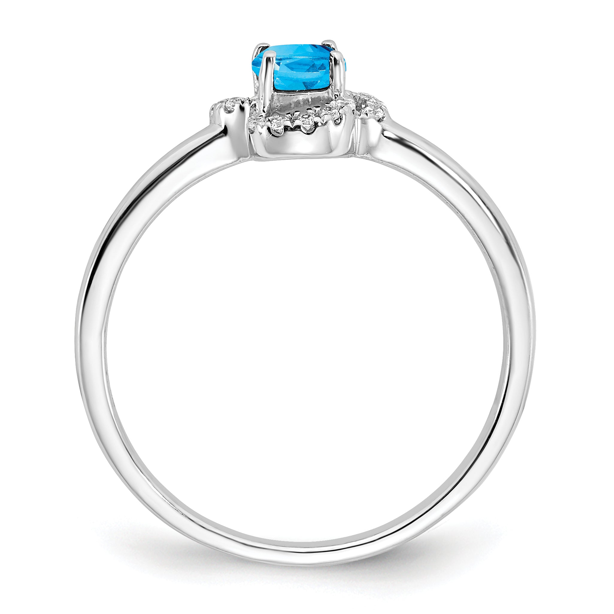 10k White Gold Blue Topaz and Diamond Ring