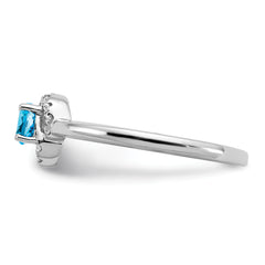 10k White Gold Blue Topaz and Diamond Ring