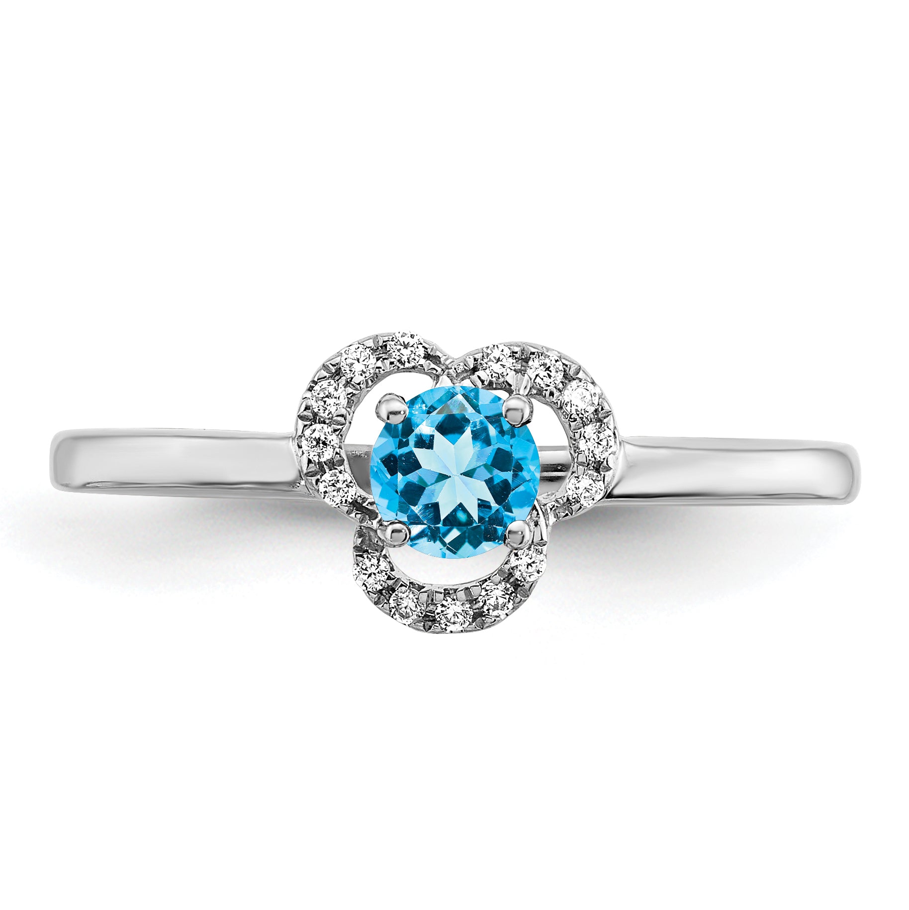 10k White Gold Blue Topaz and Diamond Ring