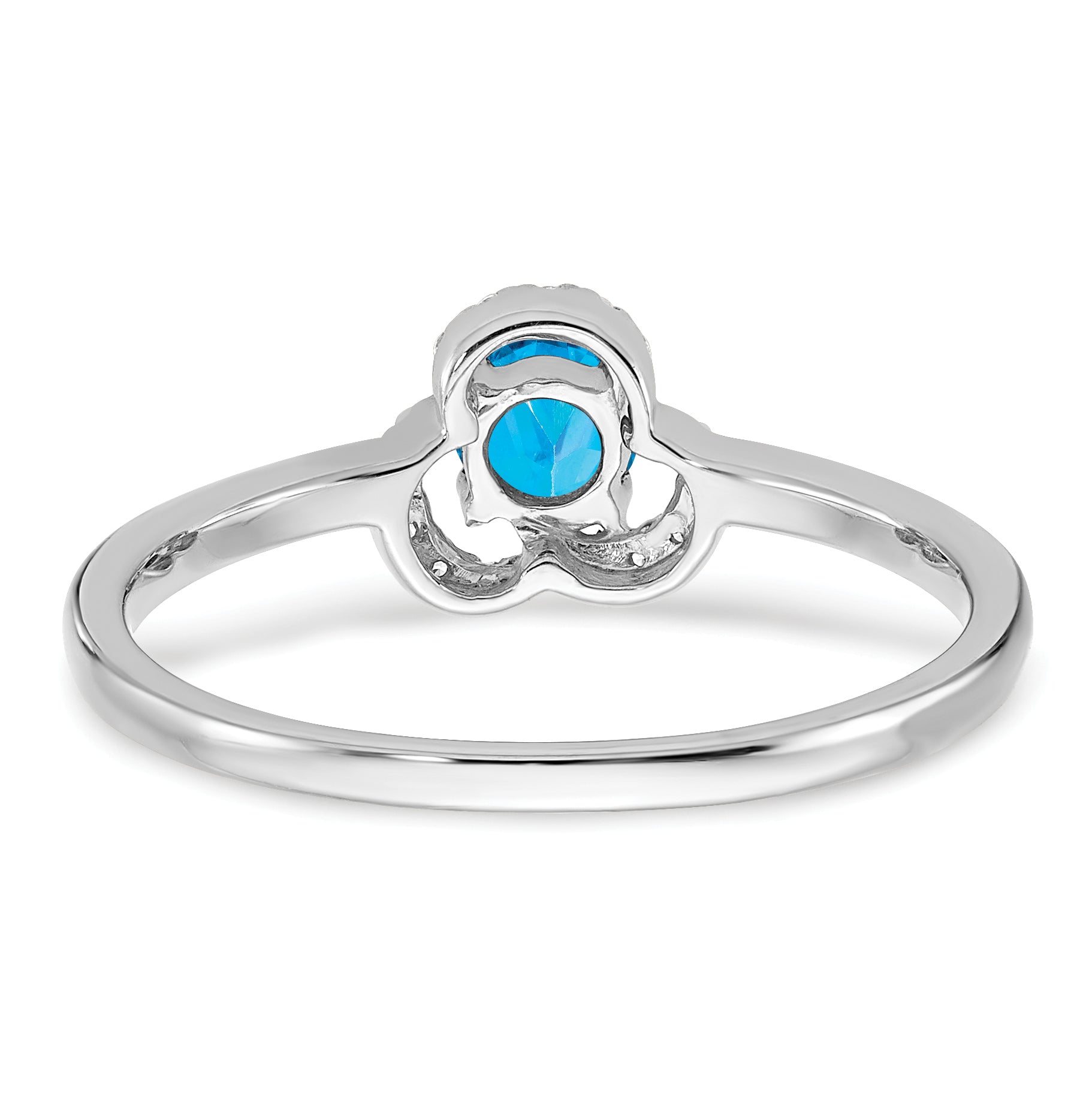 10k White Gold Blue Topaz and Diamond Ring