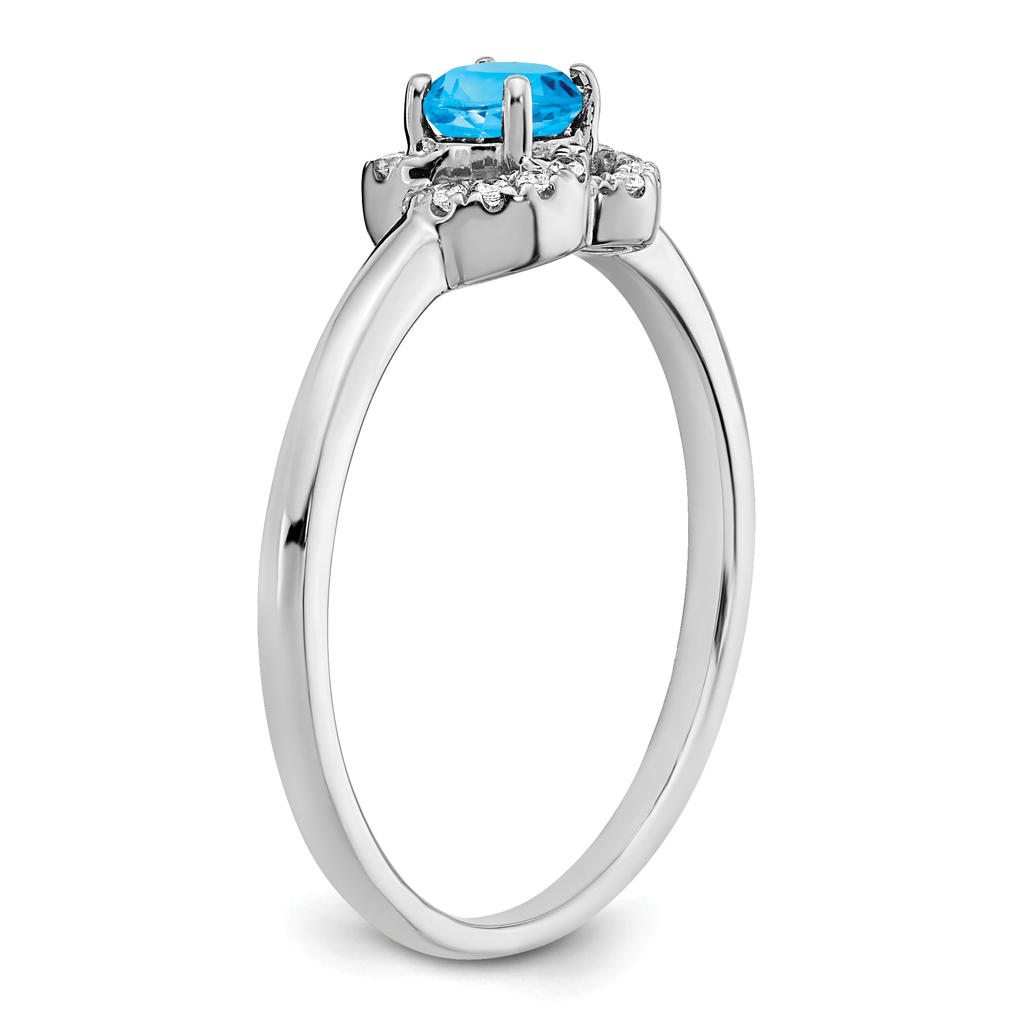 10k White Gold Blue Topaz and Diamond Ring