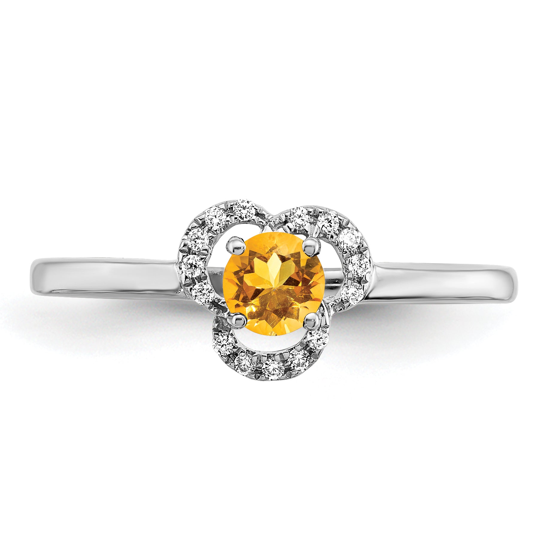 10k White Gold Citrine and Diamond Ring