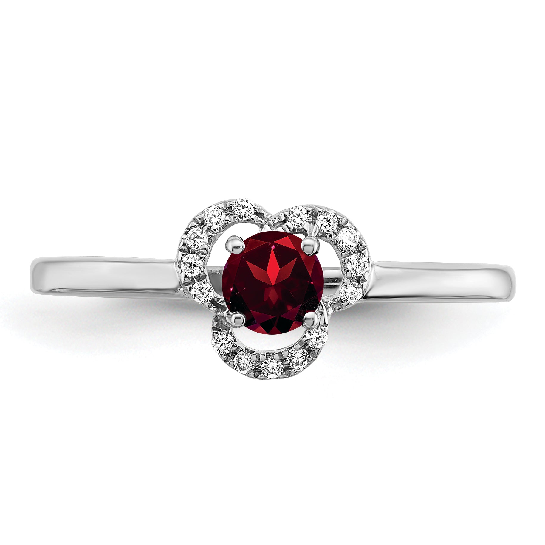 10k White Gold Garnet and Diamond Ring