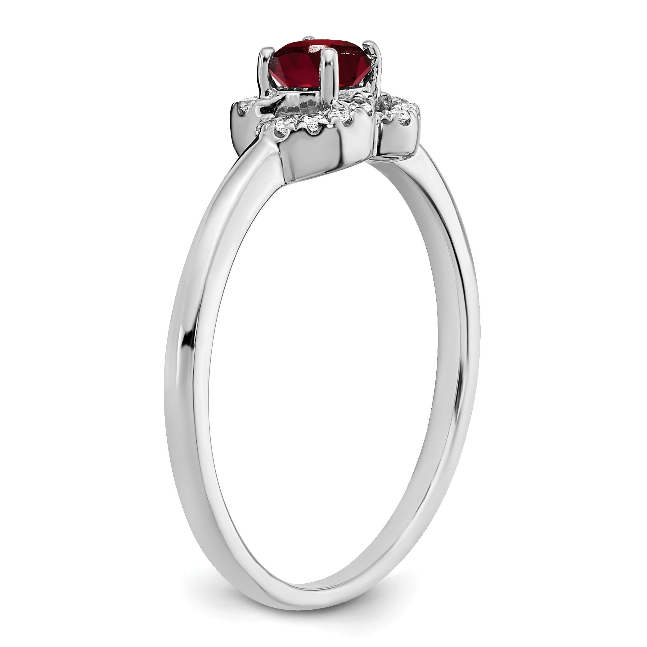 10k White Gold Garnet and Diamond Ring