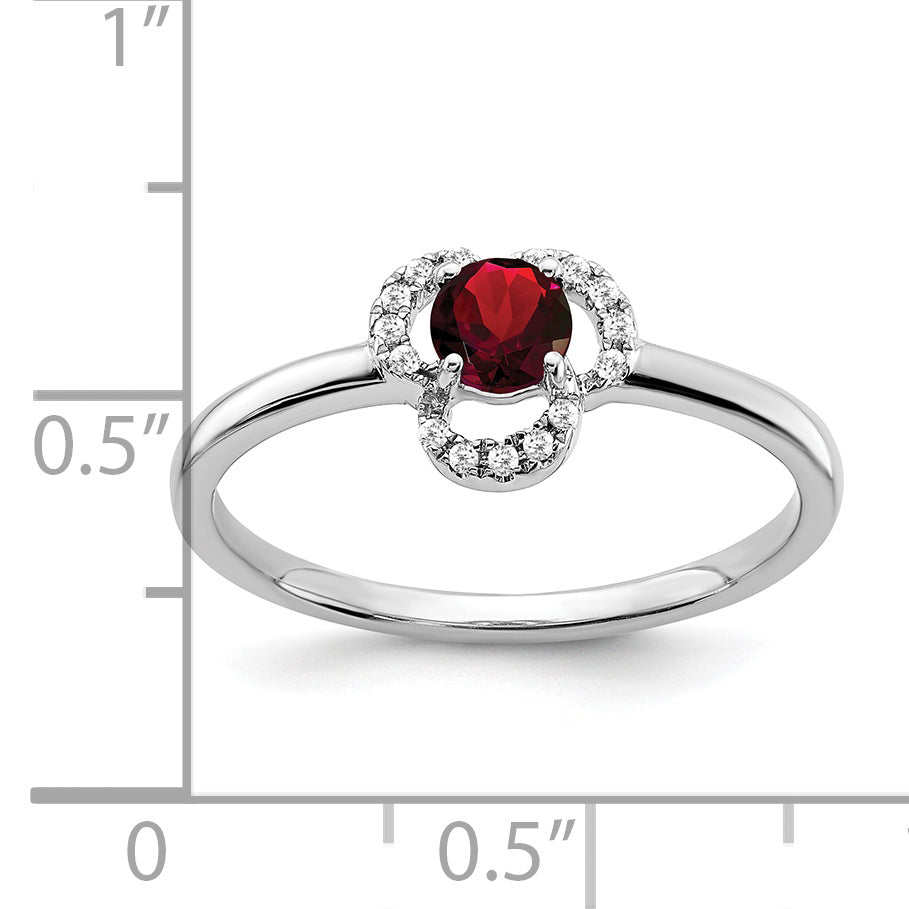 10k White Gold Garnet and Diamond Ring