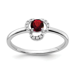 10k White Gold Garnet and Diamond Ring