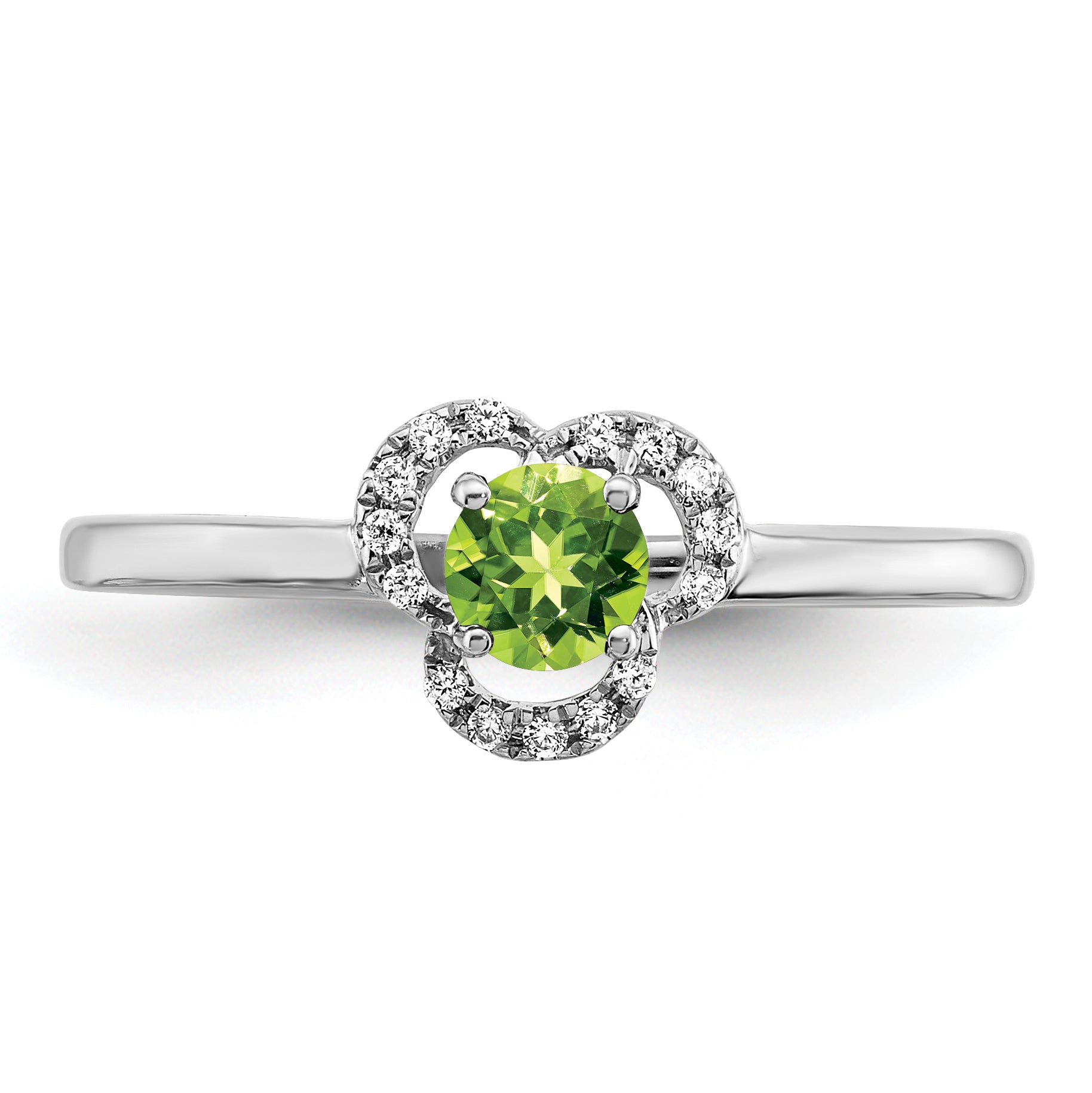 10k White Gold Peridot and Diamond Ring