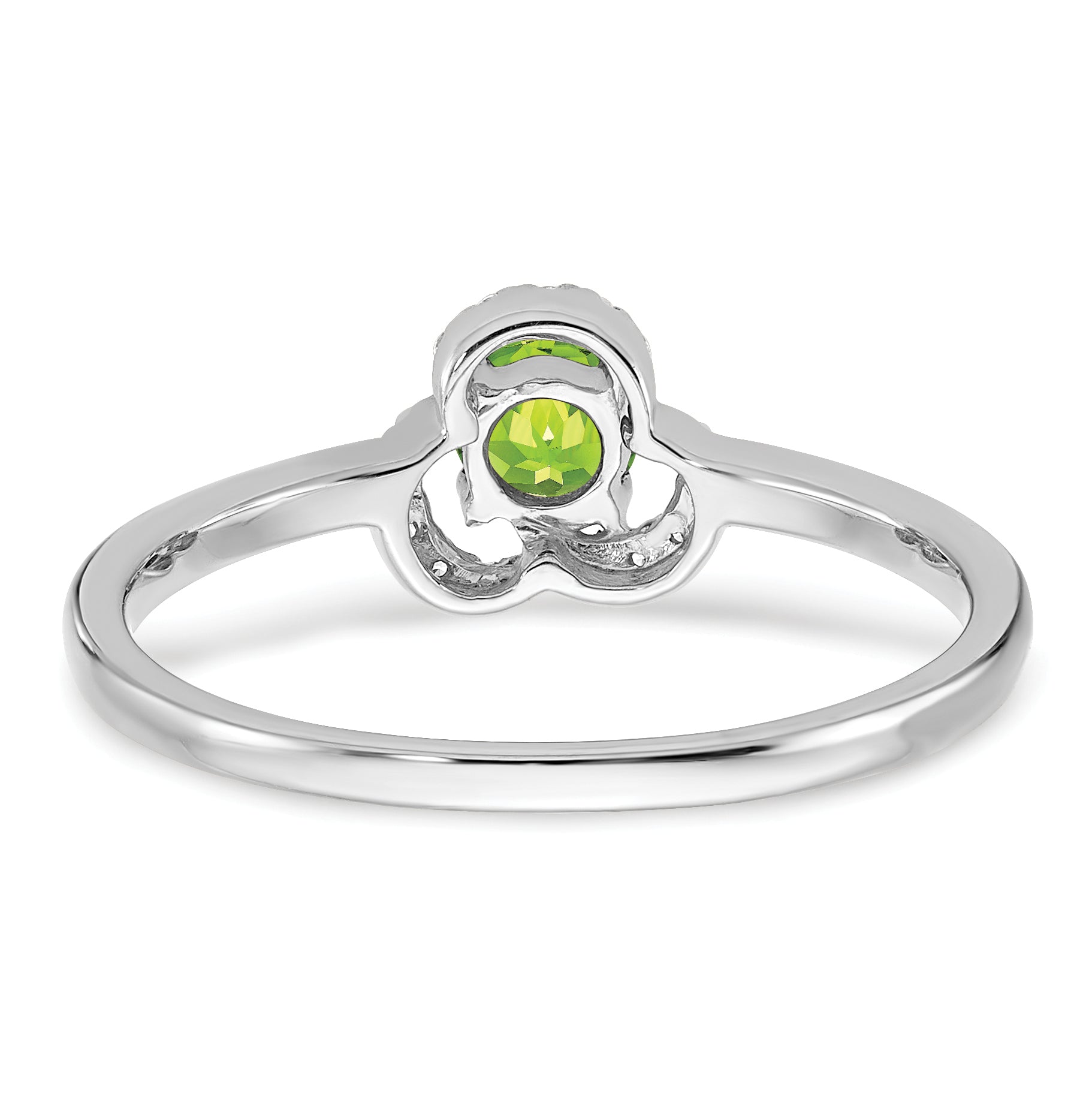 10k White Gold Peridot and Diamond Ring