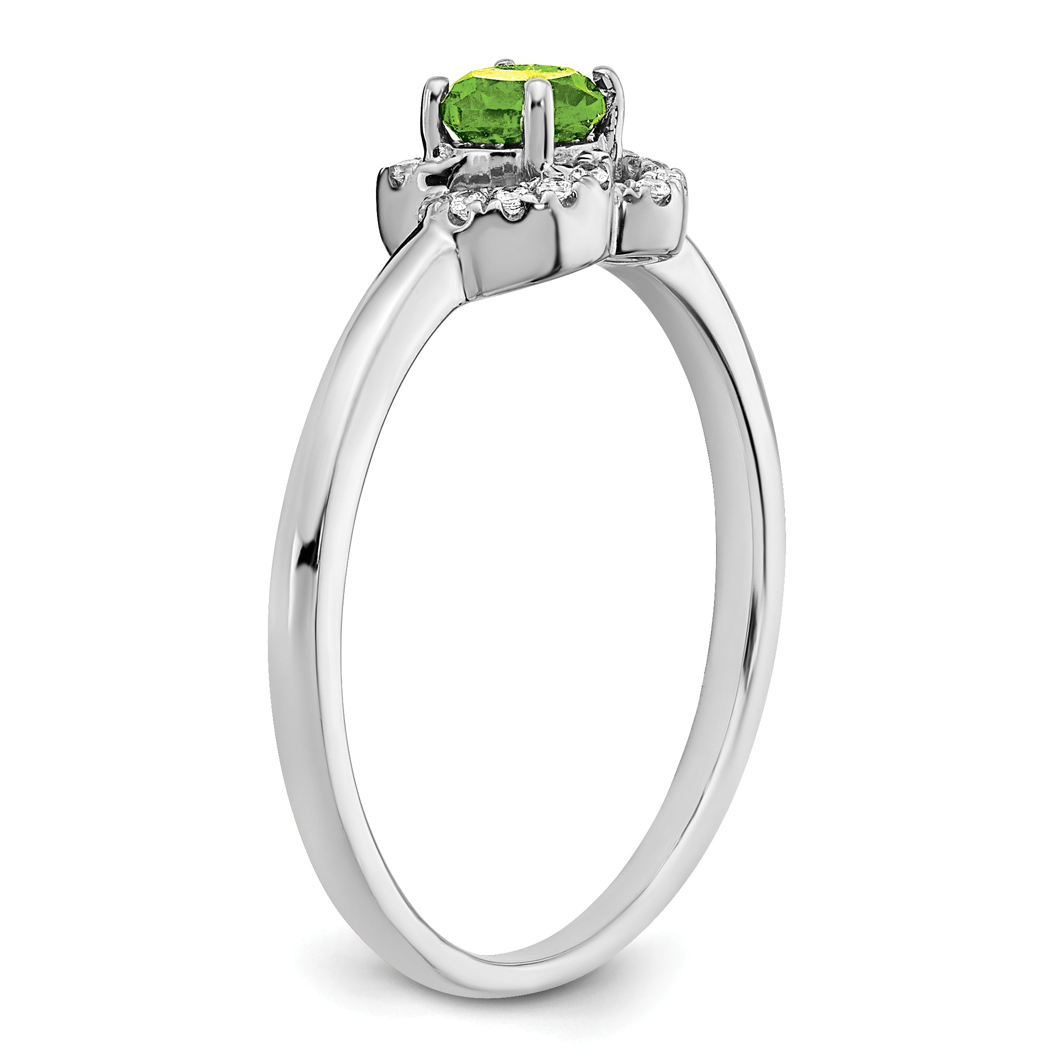 10k White Gold Peridot and Diamond Ring