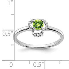 10k White Gold Peridot and Diamond Ring