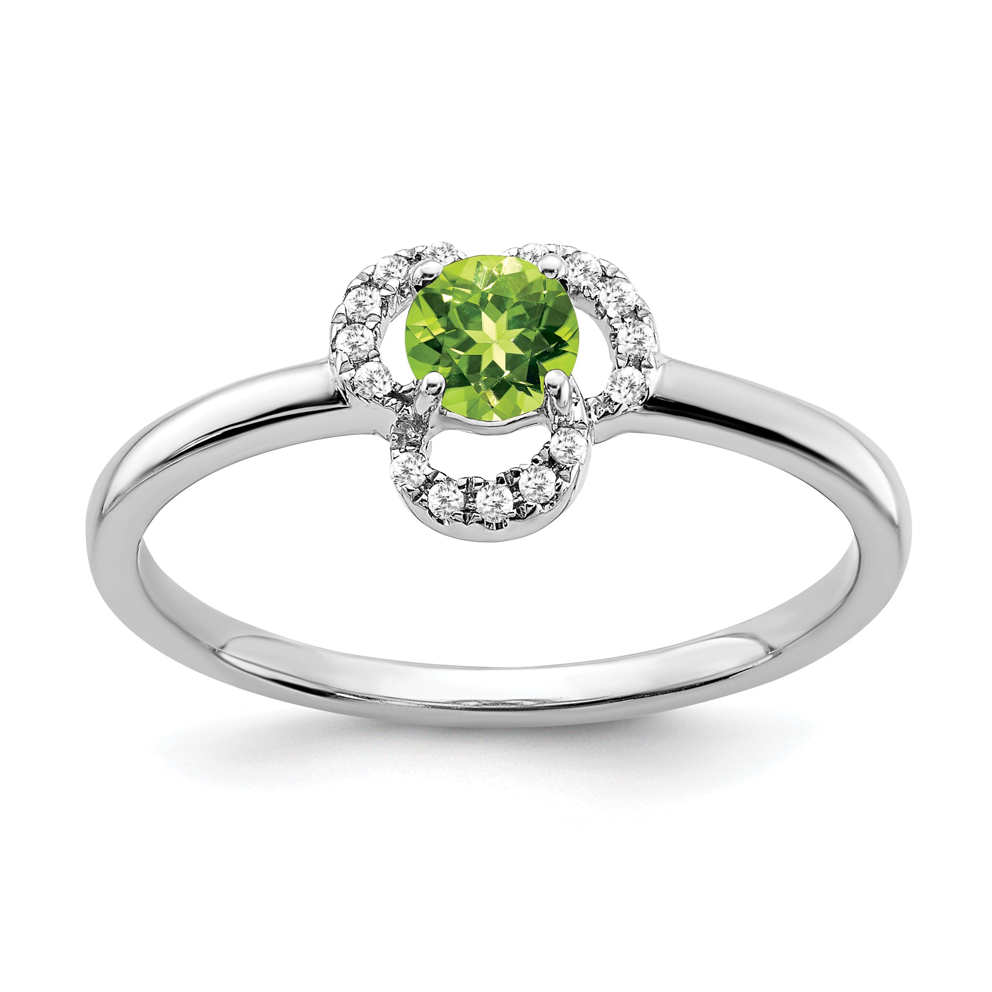 10k White Gold Peridot and Diamond Ring