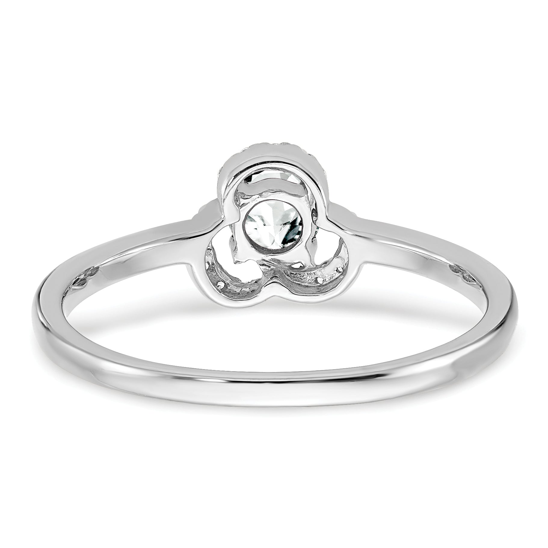 10k White Gold White Topaz and Diamond Ring