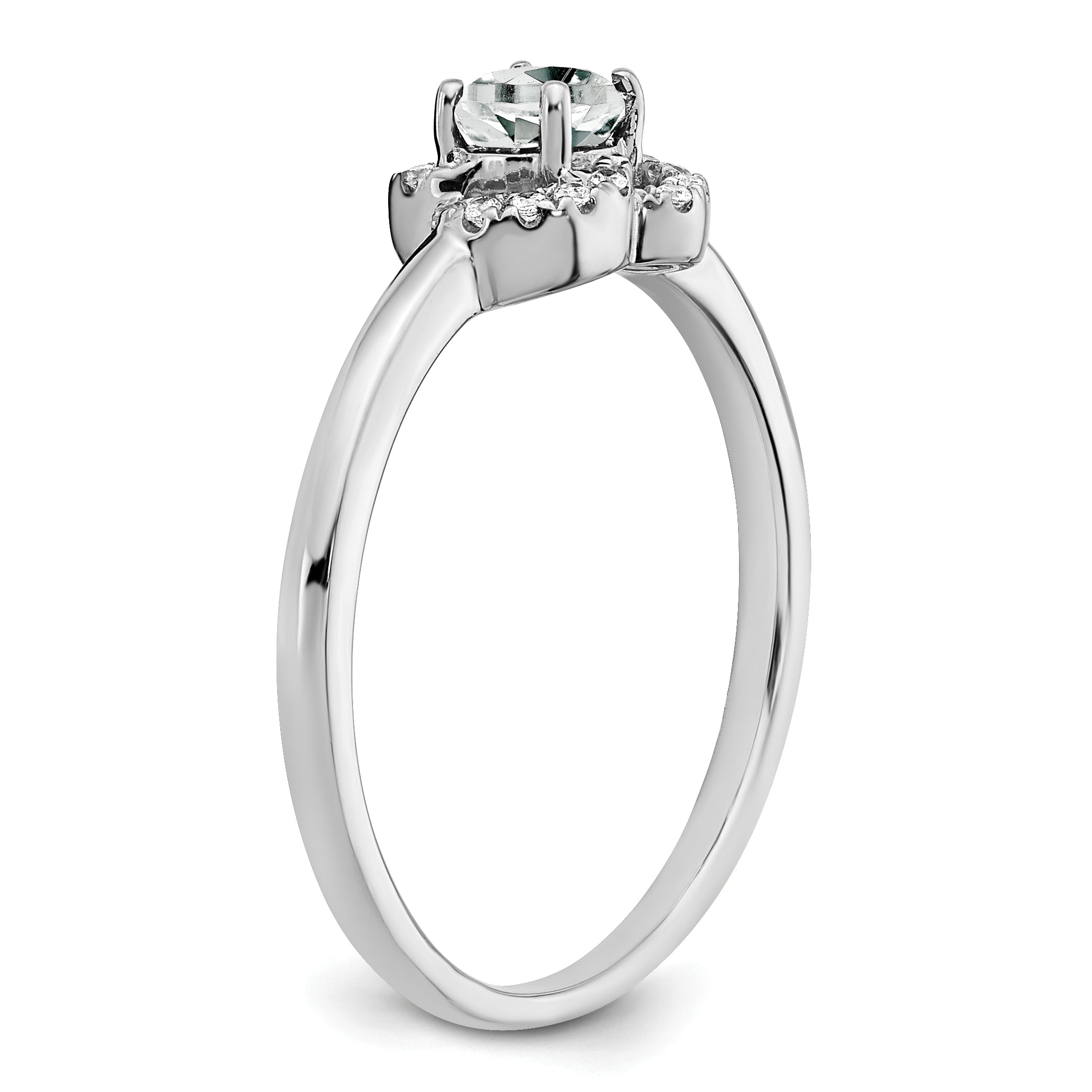 10k White Gold White Topaz and Diamond Ring