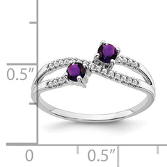 14k White Gold Two-stone Amethyst and Diamond Ring