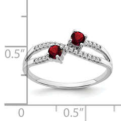 14k White Gold Two-stone Garnet and Diamond Ring