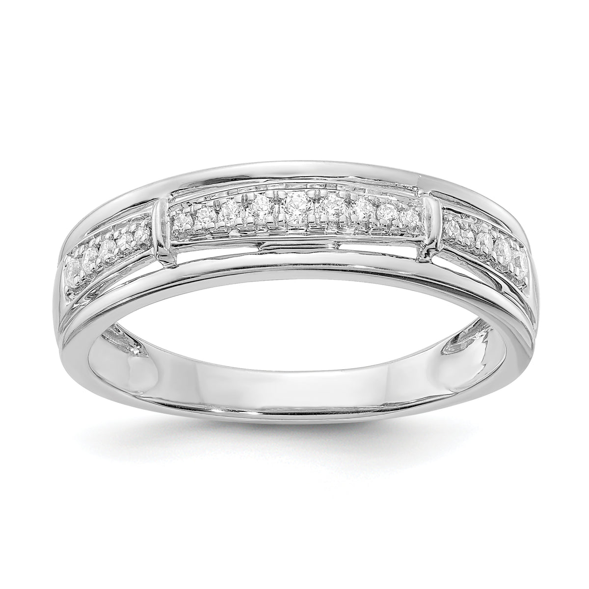 14K White Gold Lab Grown Diamond VS/SI GH, Trio Men's Band