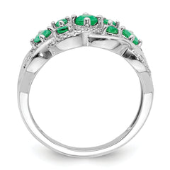 14k White Gold Diamond and Emerald Fancy Ring