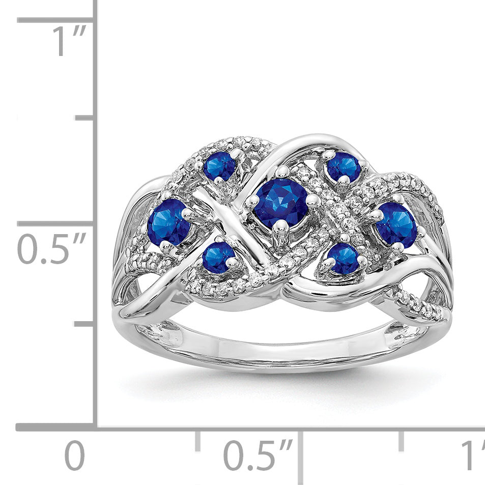 14k White Gold Diamond and Sapphire Fancy Ring