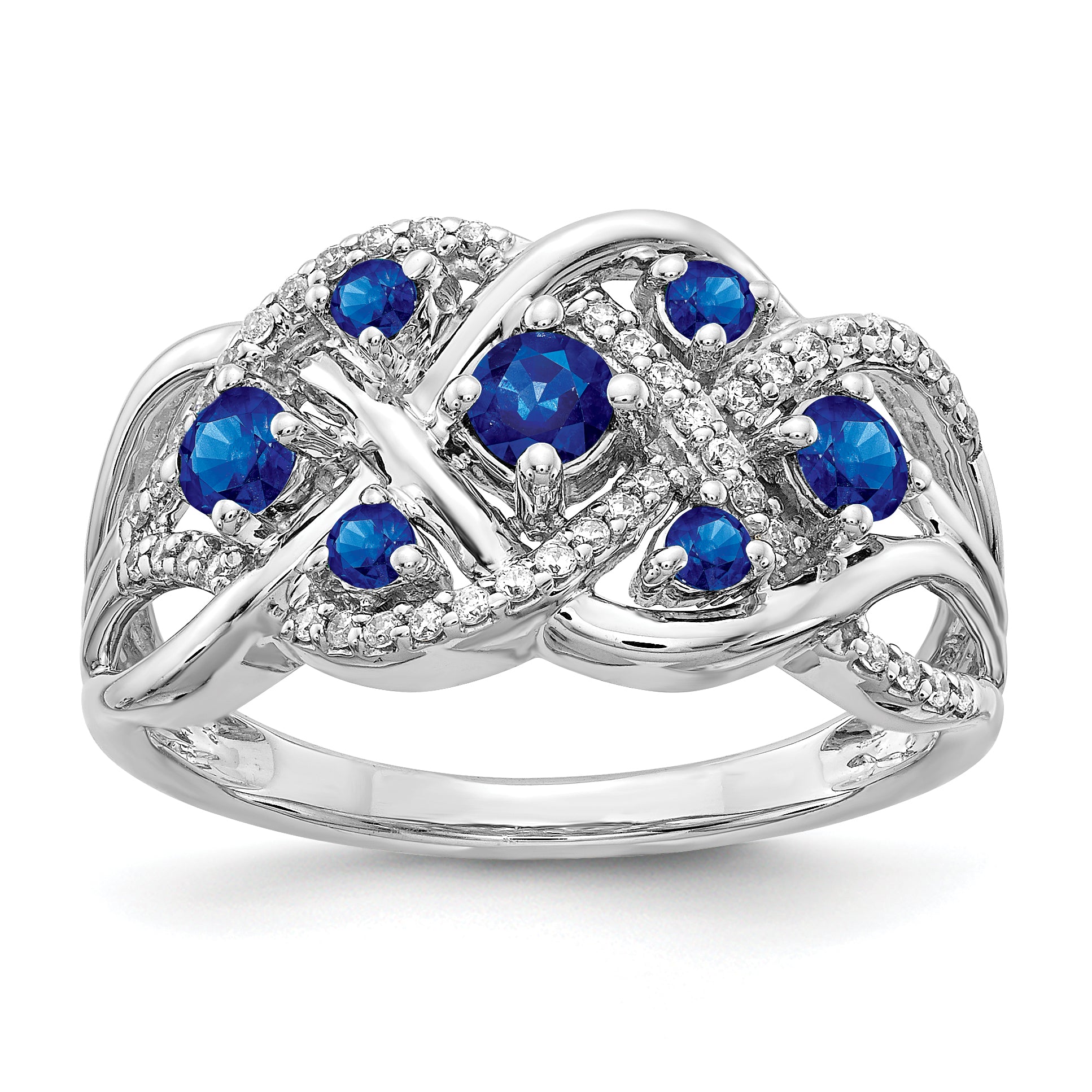 14k White Gold Diamond and Sapphire Fancy Ring