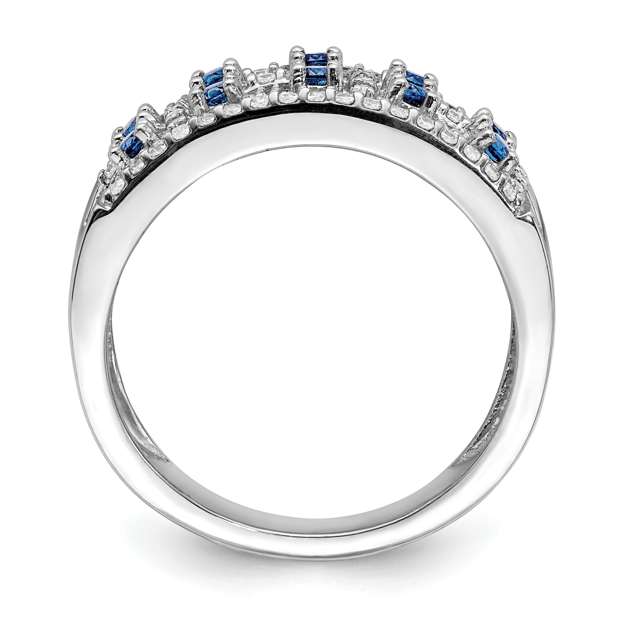 14k White Gold Diamond and Sapphire Fancy Ring