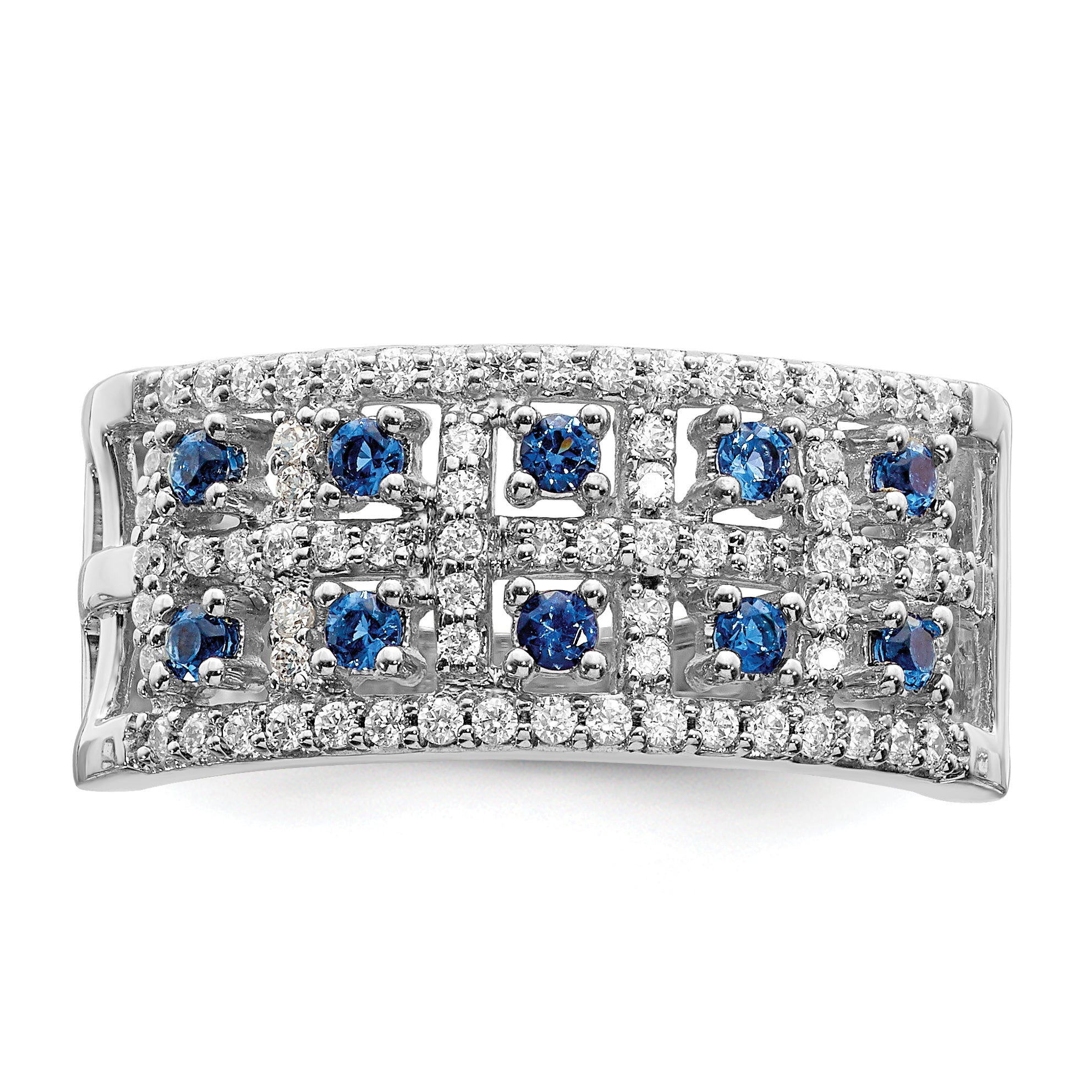 14k White Gold Diamond and Sapphire Fancy Ring