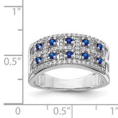 14k White Gold Diamond and Sapphire Fancy Ring