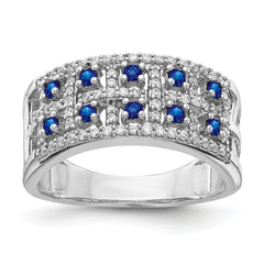 14k White Gold Diamond and Sapphire Fancy Ring