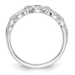 14K White Gold Lab Grown Diamond and Created Ruby Fancy Ring