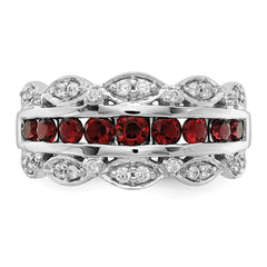 14K White Gold Lab Grown Diamond and Created Ruby Fancy Ring