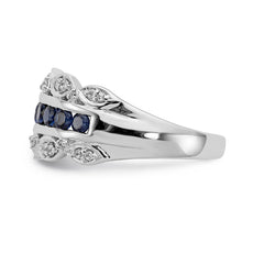 14k White Gold Diamond and Sapphire Fancy Ring