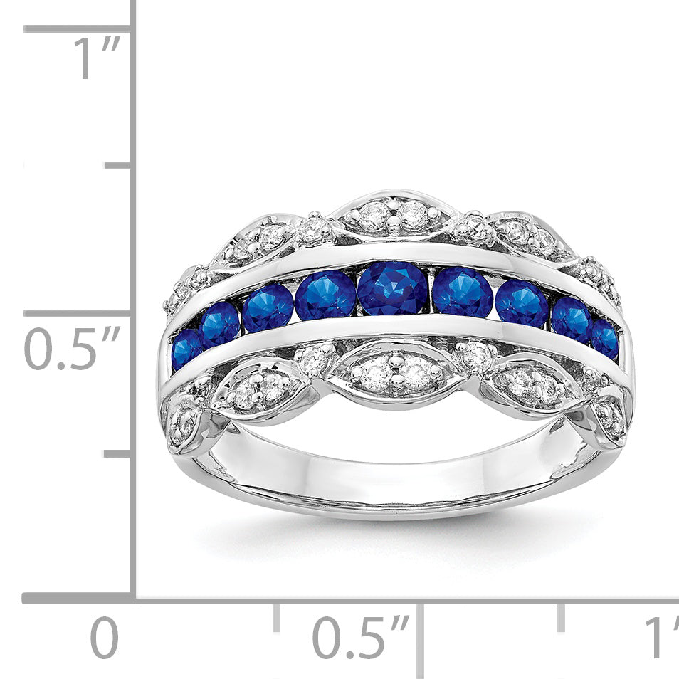 14k White Gold Diamond and Sapphire Fancy Ring