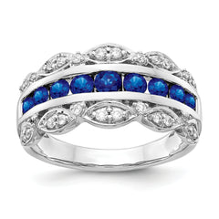 14k White Gold Diamond and Sapphire Fancy Ring