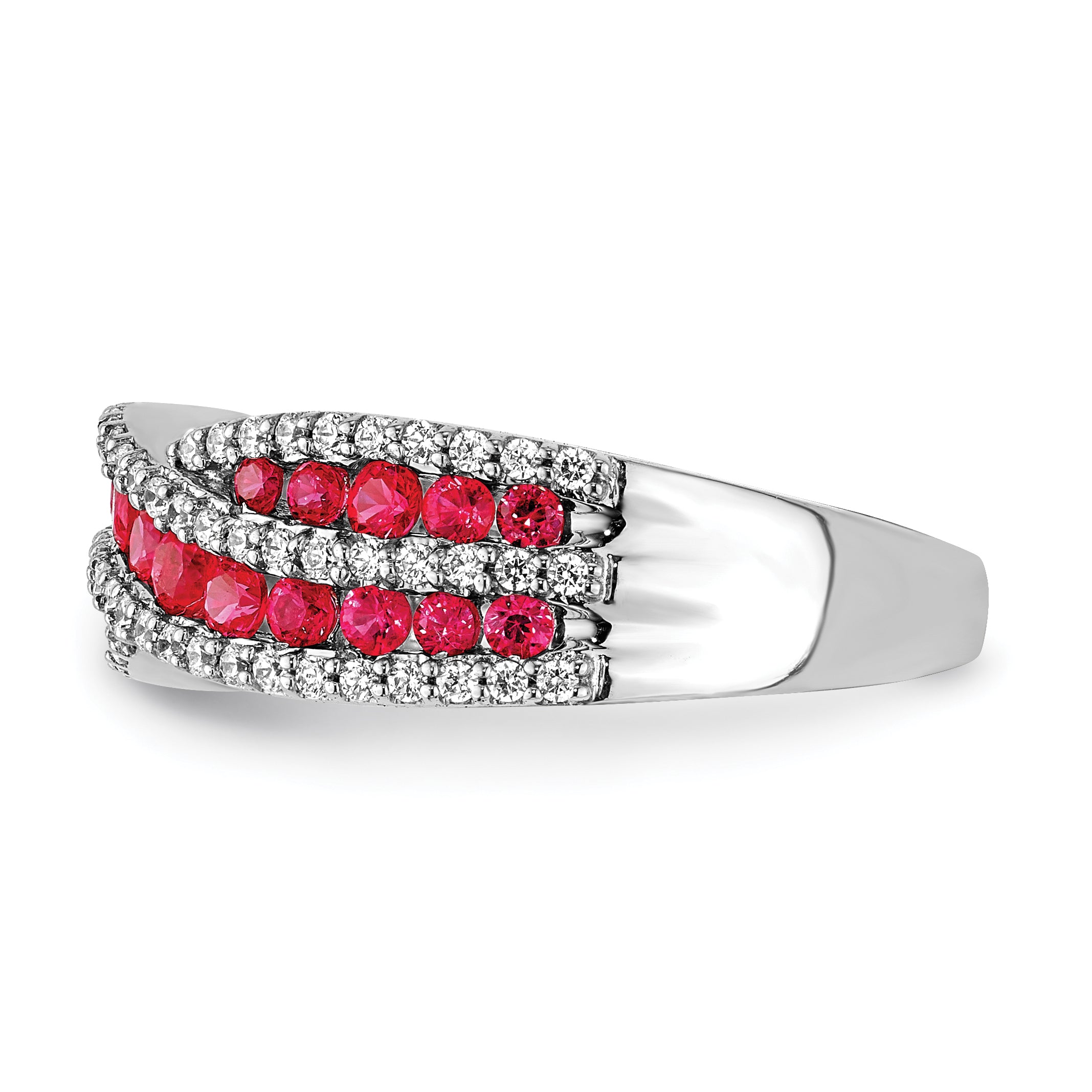 14k White Gold Diamond and Ruby Fancy Ring