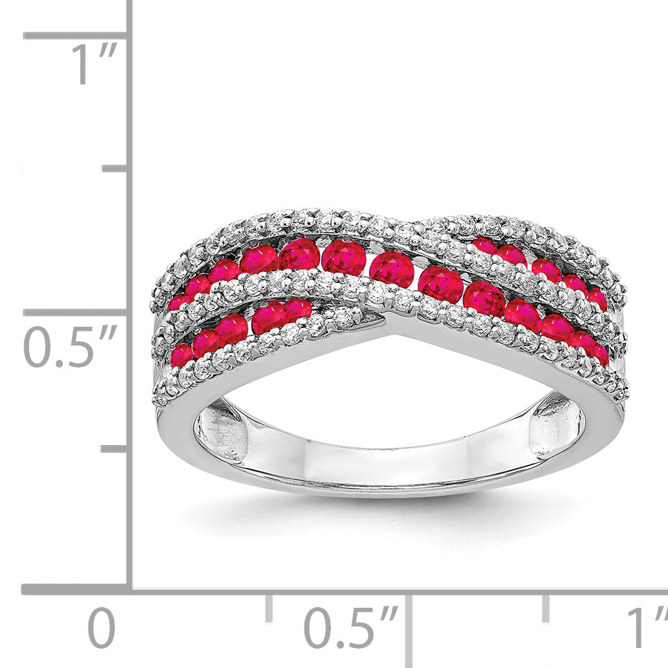 14k White Gold Diamond and Ruby Fancy Ring