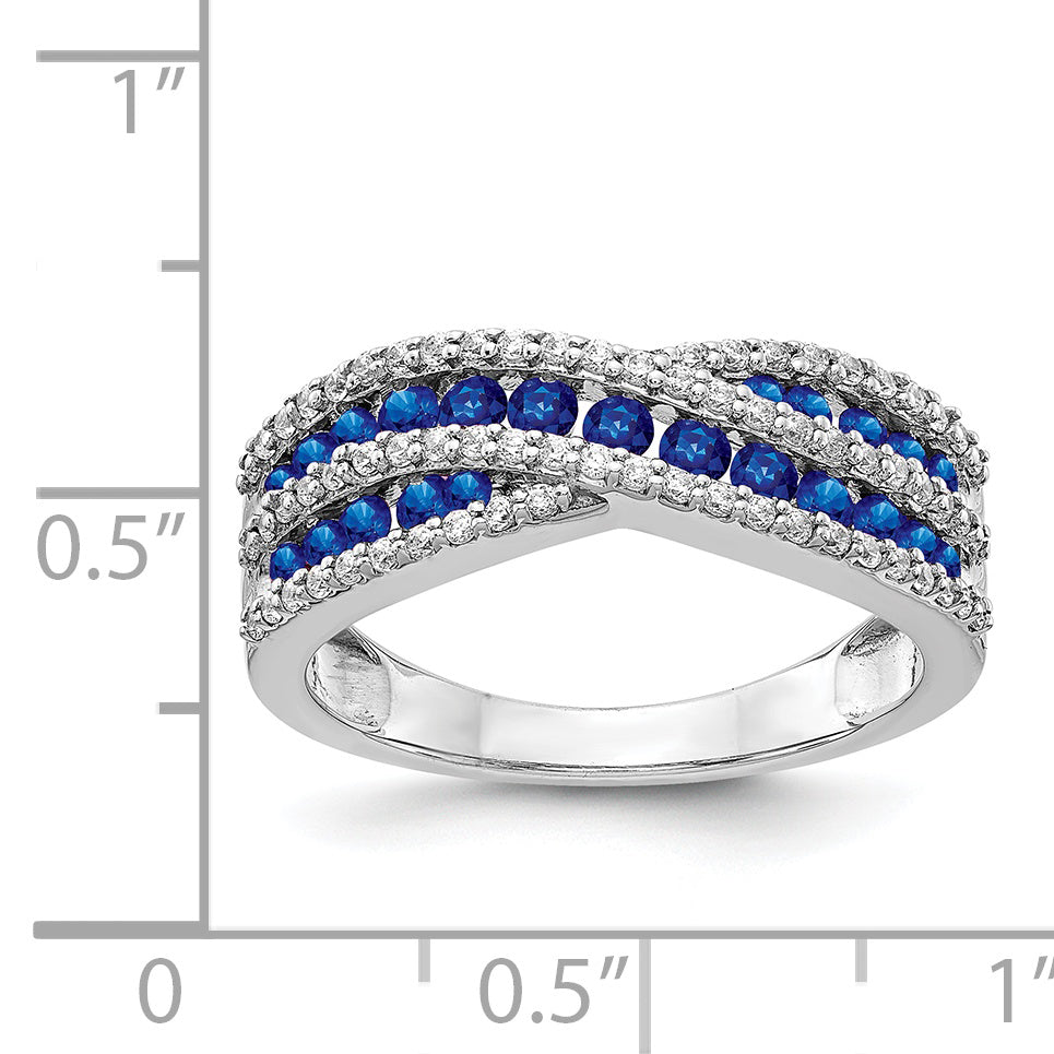 14k White Gold Diamond and Sapphire Fancy Ring