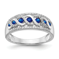 14k White Gold Diamond and Sapphire Fancy Twist Ring