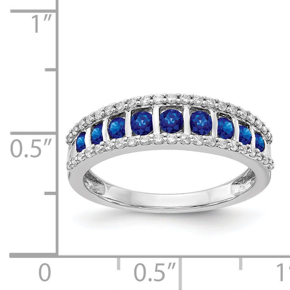 14k White Gold Diamond and Sapphire Fancy Ring