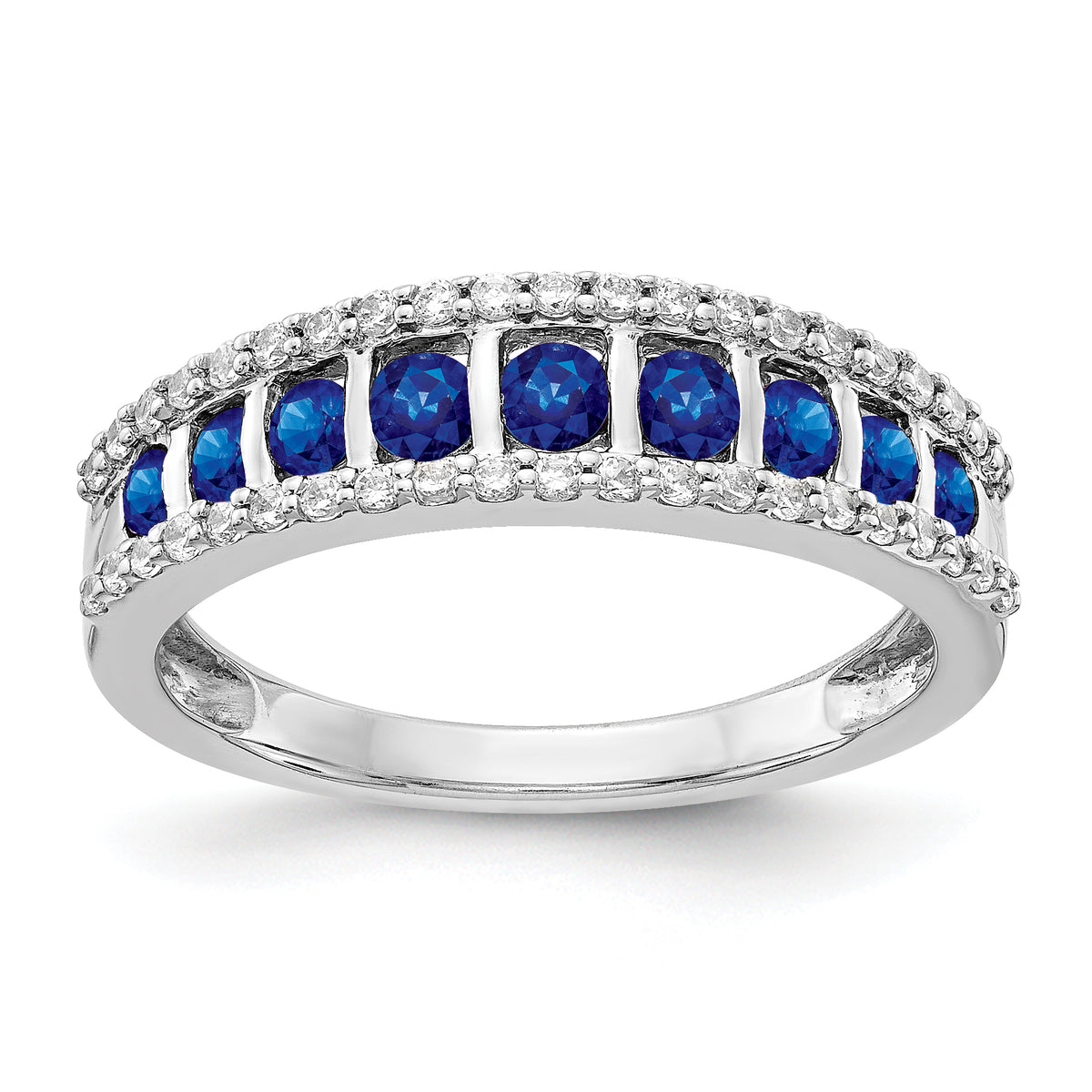 14k White Gold Diamond and Sapphire Fancy Ring