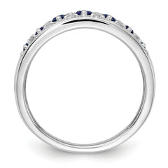 14K White Gold Lab Grown Diamond and Cr Sapphire Fancy Ring