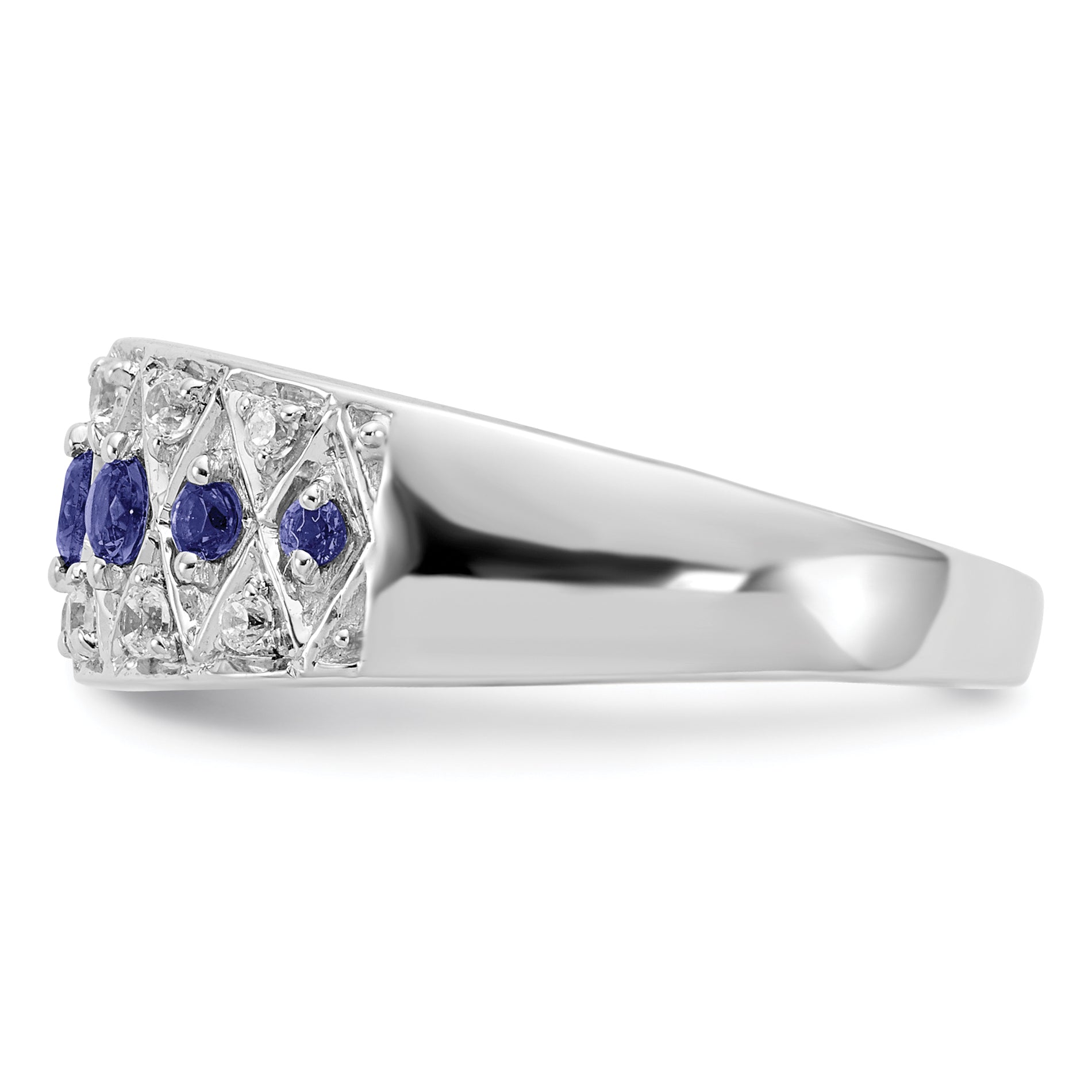 14K White Gold Lab Grown Diamond and Cr Sapphire Fancy Ring