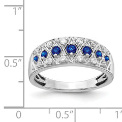 14k White Gold Diamond and Sapphire Fancy Ring