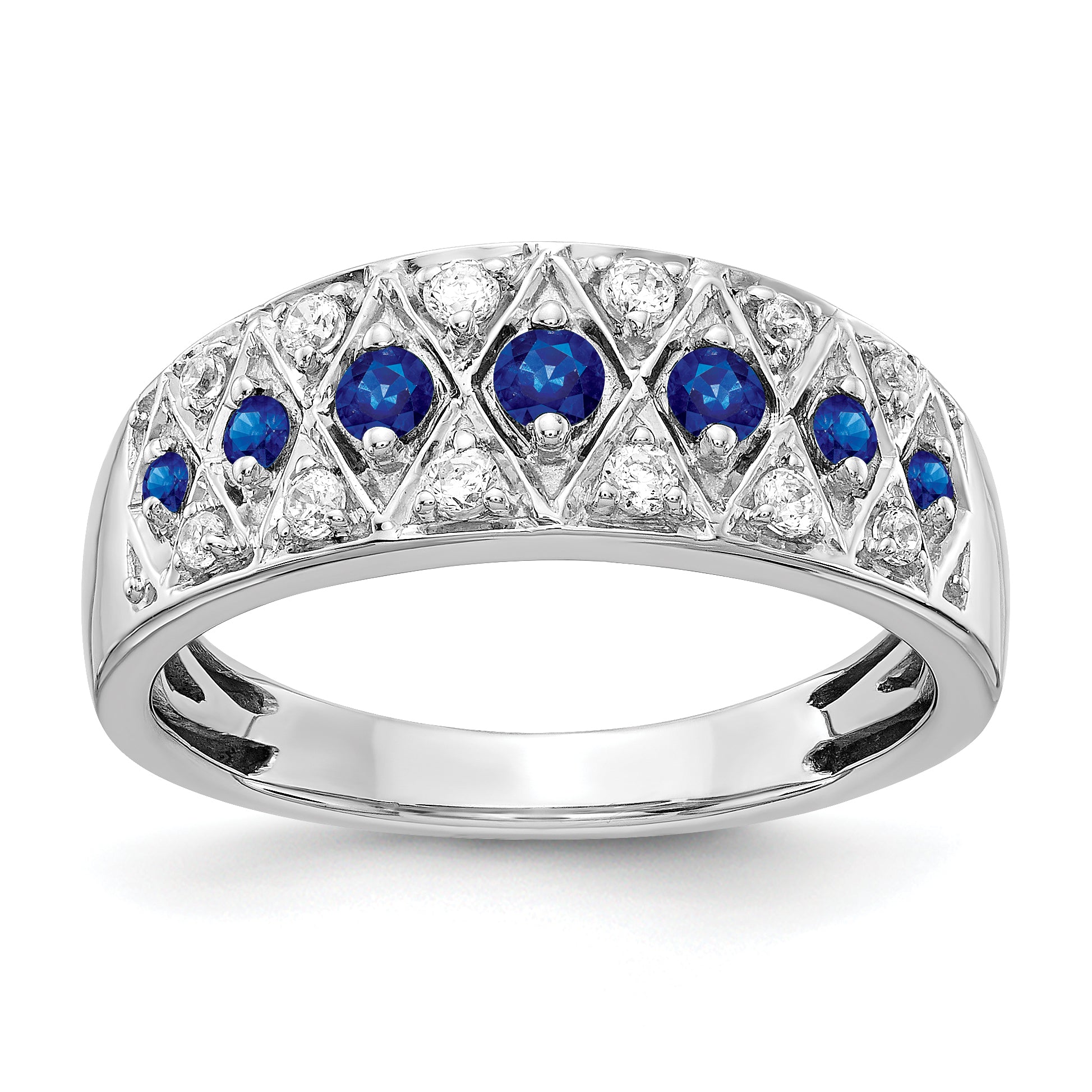 14k White Gold Diamond and Sapphire Fancy Ring