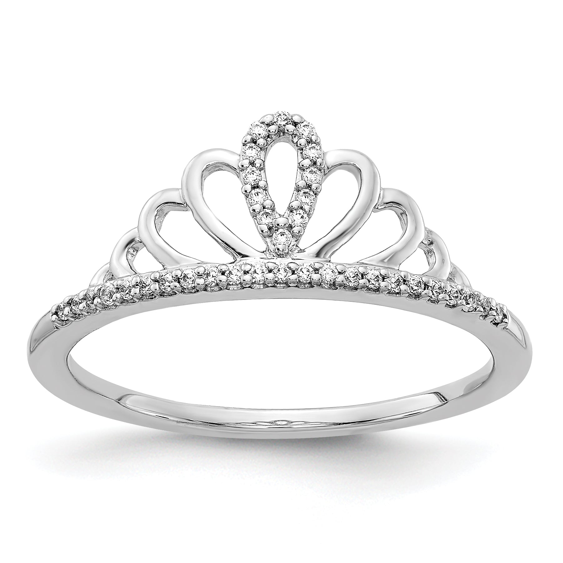 14k White Gold Diamond Tiara Ring