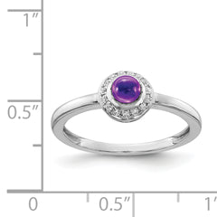 14k White Gold Diamond and Cabochon Amethyst Ring