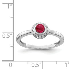 14k White Gold Diamond and Cabochon Ruby Ring