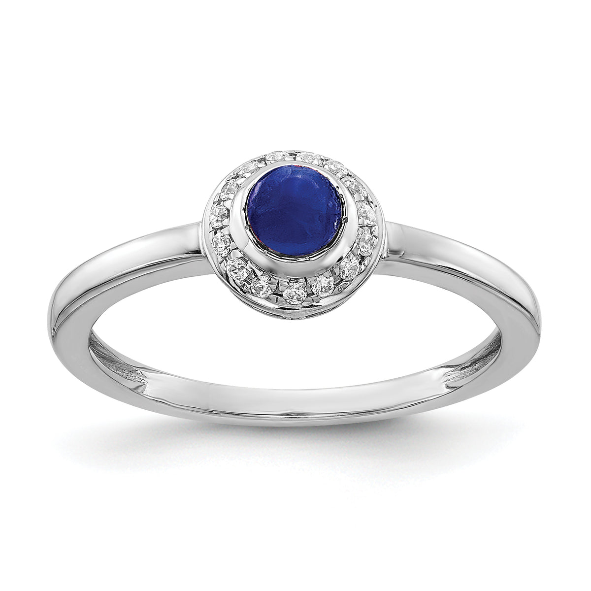 14k White Gold Diamond and Cabochon Sapphire Ring